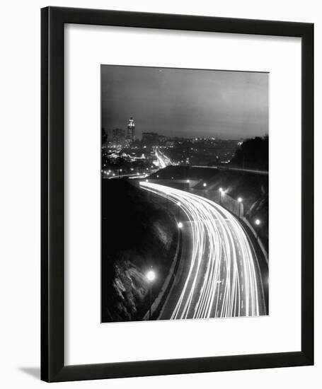 Los Angeles Traffic Traveling at Night-Loomis Dean-Framed Photographic Print