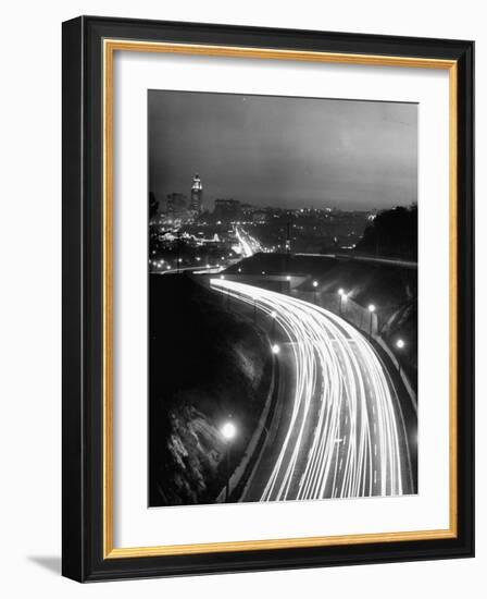 Los Angeles Traffic Traveling at Night-Loomis Dean-Framed Photographic Print