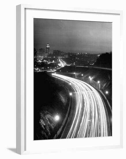 Los Angeles Traffic Traveling at Night-Loomis Dean-Framed Photographic Print