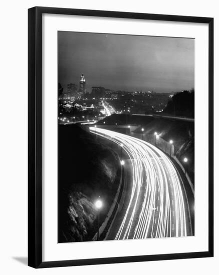 Los Angeles Traffic Traveling at Night-Loomis Dean-Framed Photographic Print