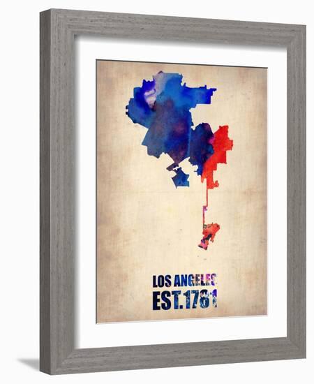 Los Angeles Watercolor Map 1-NaxArt-Framed Art Print