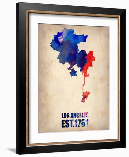 Los Angeles Watercolor Map 1-NaxArt-Framed Art Print