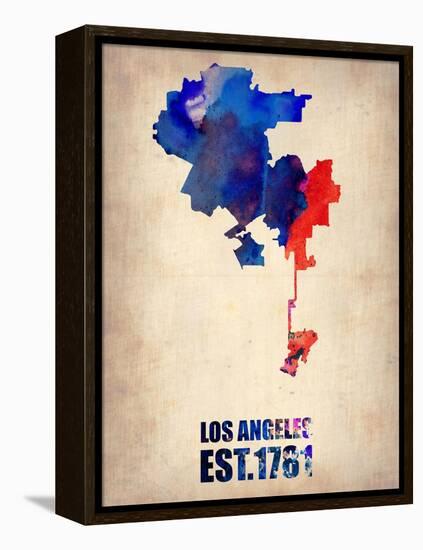 Los Angeles Watercolor Map 1-NaxArt-Framed Stretched Canvas