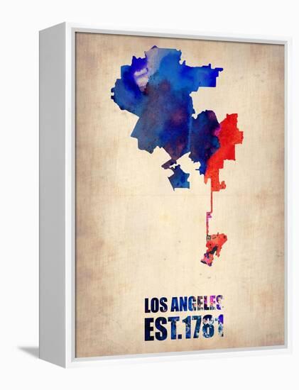 Los Angeles Watercolor Map 1-NaxArt-Framed Stretched Canvas