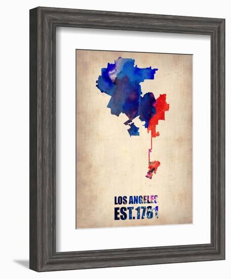 Los Angeles Watercolor Map 1-NaxArt-Framed Art Print