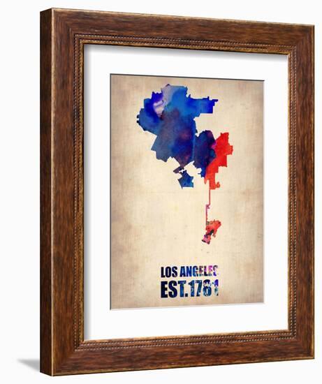 Los Angeles Watercolor Map 1-NaxArt-Framed Art Print