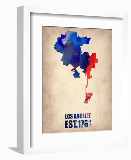 Los Angeles Watercolor Map 1-NaxArt-Framed Art Print