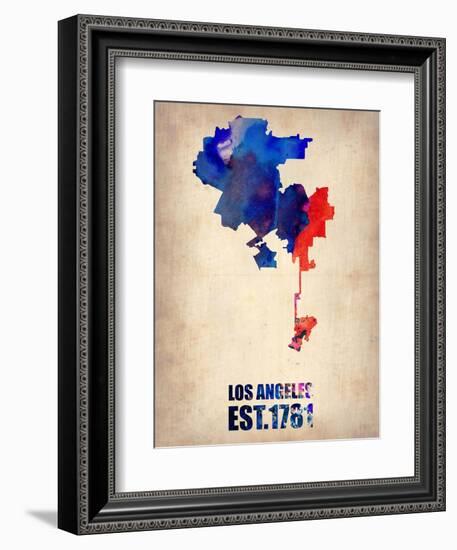 Los Angeles Watercolor Map 1-NaxArt-Framed Art Print