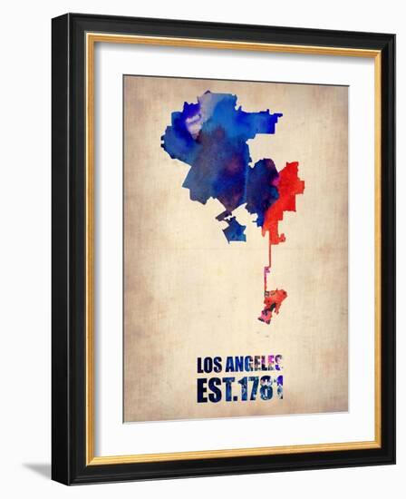 Los Angeles Watercolor Map 1-NaxArt-Framed Art Print