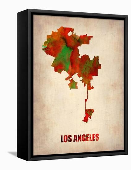 Los Angeles Watercolor Map-NaxArt-Framed Stretched Canvas