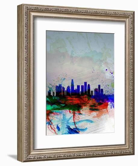 Los Angeles Watercolor Skyline 1-NaxArt-Framed Art Print