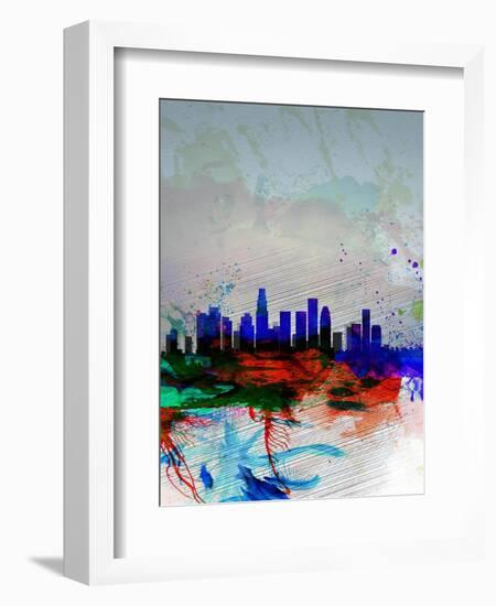 Los Angeles Watercolor Skyline 1-NaxArt-Framed Art Print