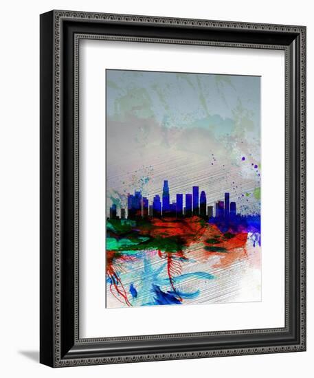 Los Angeles Watercolor Skyline 1-NaxArt-Framed Art Print