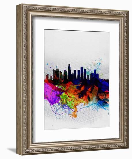 Los Angeles Watercolor Skyline 2-NaxArt-Framed Art Print