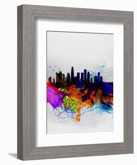 Los Angeles Watercolor Skyline 2-NaxArt-Framed Art Print