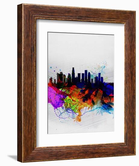 Los Angeles Watercolor Skyline 2-NaxArt-Framed Art Print