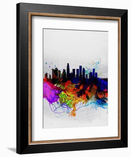 Los Angeles Watercolor Skyline 2-NaxArt-Framed Art Print