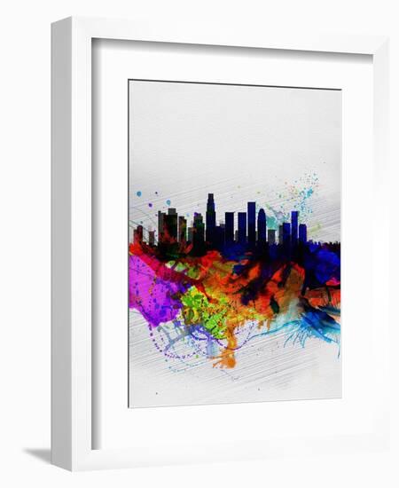 Los Angeles Watercolor Skyline 2-NaxArt-Framed Art Print