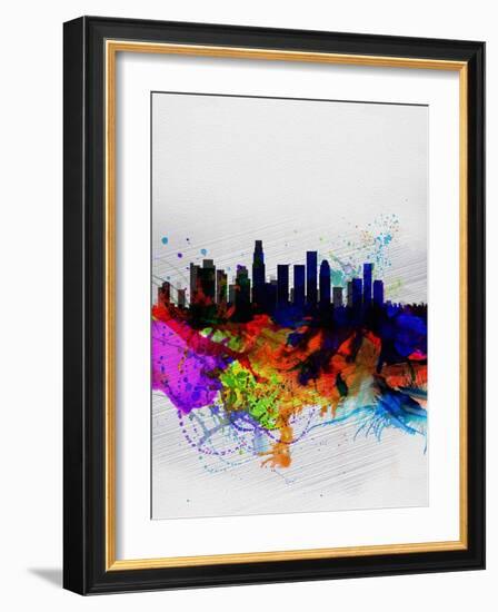 Los Angeles Watercolor Skyline 2-NaxArt-Framed Art Print