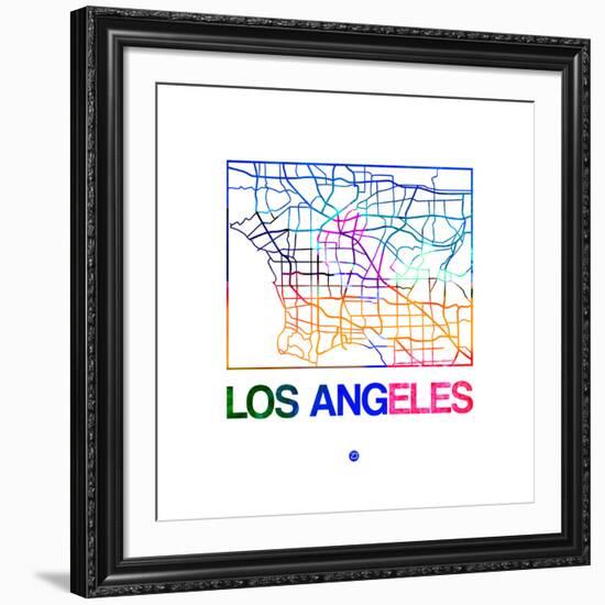 Los Angeles Watercolor Street Map-NaxArt-Framed Art Print