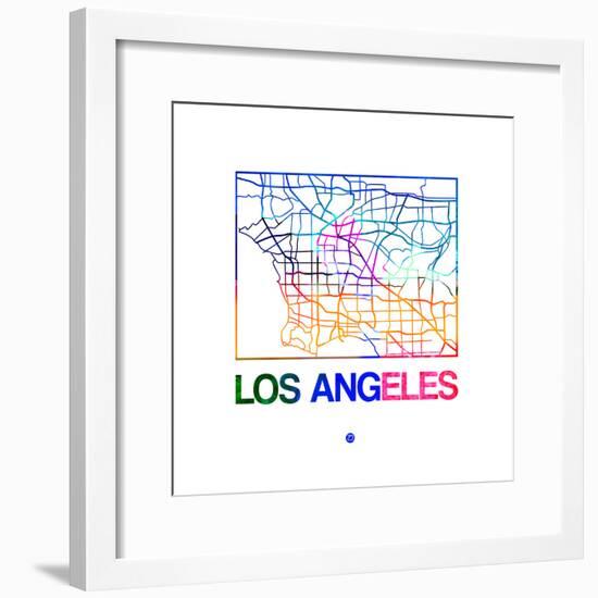 Los Angeles Watercolor Street Map-NaxArt-Framed Premium Giclee Print