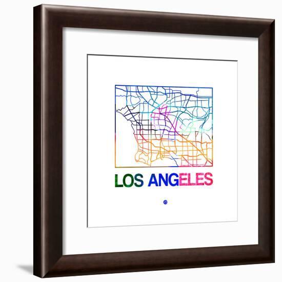 Los Angeles Watercolor Street Map-NaxArt-Framed Premium Giclee Print