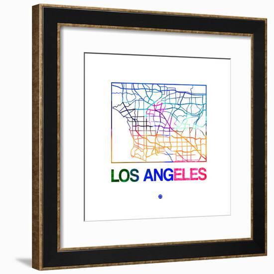 Los Angeles Watercolor Street Map-NaxArt-Framed Premium Giclee Print