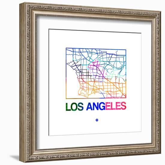 Los Angeles Watercolor Street Map-NaxArt-Framed Art Print