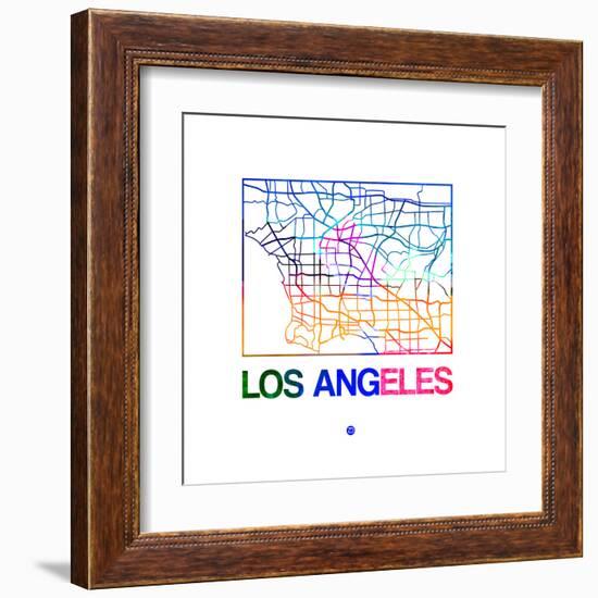 Los Angeles Watercolor Street Map-NaxArt-Framed Art Print