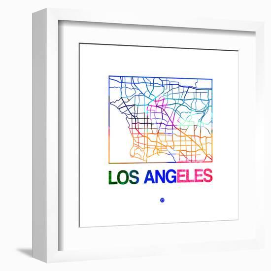 Los Angeles Watercolor Street Map-NaxArt-Framed Art Print