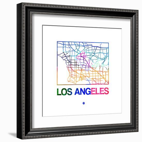 Los Angeles Watercolor Street Map-NaxArt-Framed Art Print