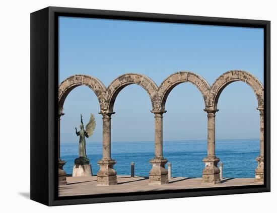 Los Arcos and Angel of Hope and Messenger of Peace Sculpture on Malecon, Puerto Vallarta, Mexico-Michael DeFreitas-Framed Premier Image Canvas