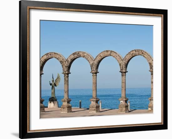 Los Arcos and Angel of Hope and Messenger of Peace Sculpture on Malecon, Puerto Vallarta, Mexico-Michael DeFreitas-Framed Photographic Print