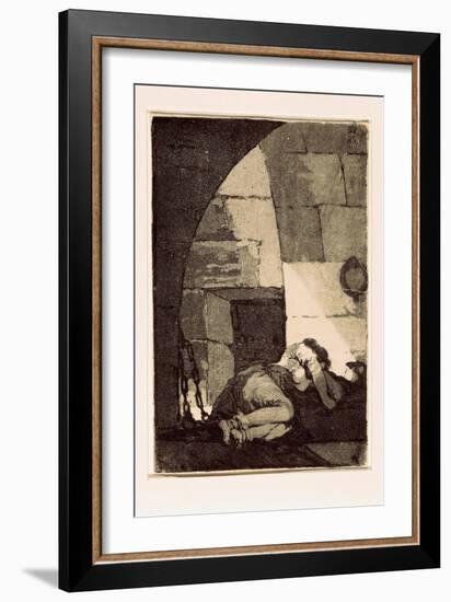 Los Caprichos: Woman in Prison, 1797-1798 (Red and Sanguine Wash)-Francisco Jose de Goya y Lucientes-Framed Giclee Print