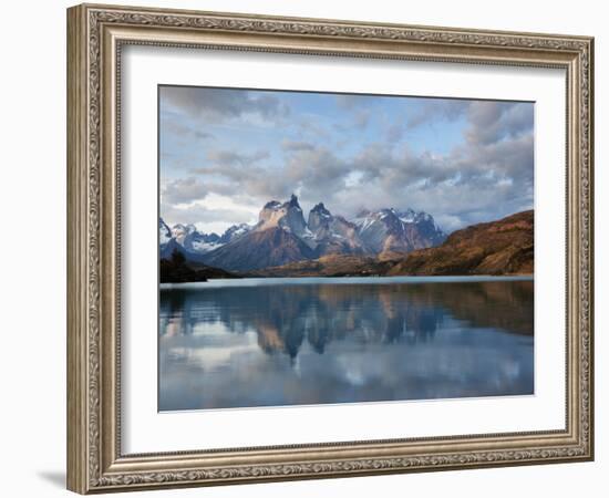 Los Cuernos Del Paine Seen across Lake Pehoe-Alex Saberi-Framed Photographic Print