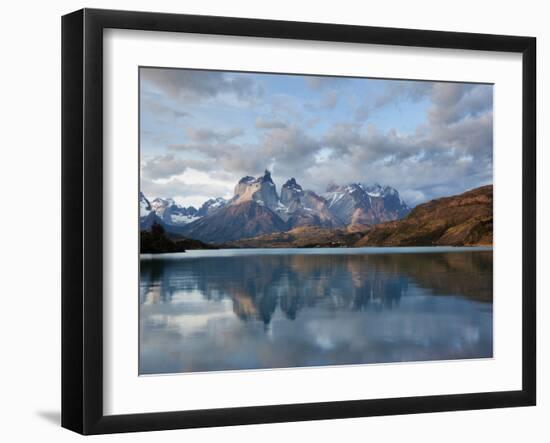 Los Cuernos Del Paine Seen across Lake Pehoe-Alex Saberi-Framed Photographic Print