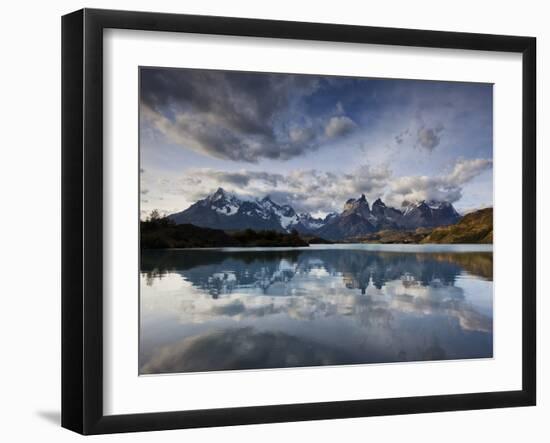 Los Cuernos Del Paine Seen across Lake Pehoe-Alex Saberi-Framed Photographic Print