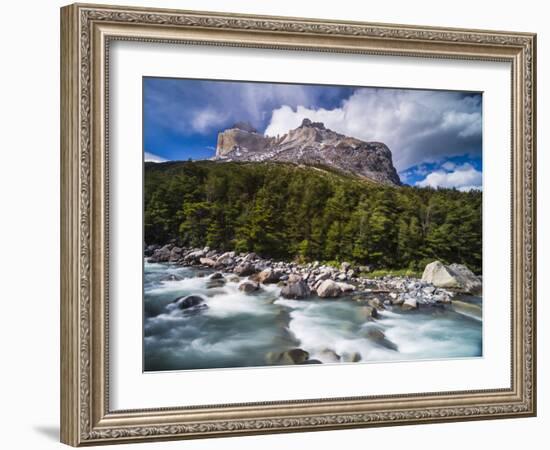 Los Cuernos Mountains and Rio Frances, Patagonia, Chile-Matthew Williams-Ellis-Framed Photographic Print