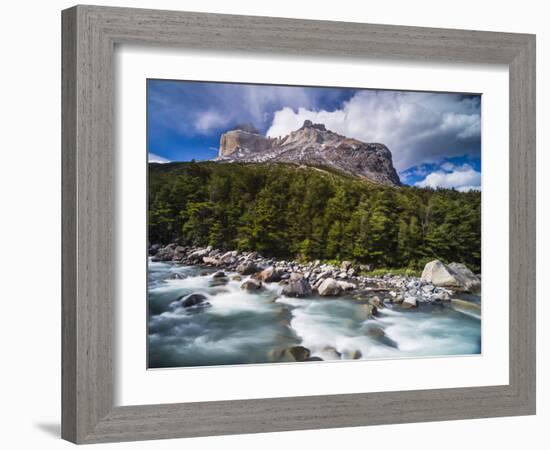 Los Cuernos Mountains and Rio Frances, Patagonia, Chile-Matthew Williams-Ellis-Framed Photographic Print