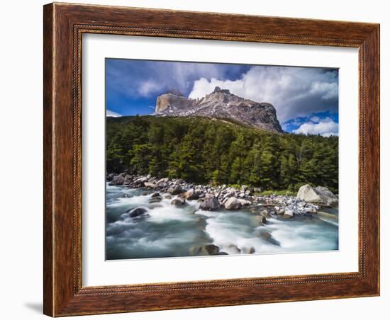 Los Cuernos Mountains and Rio Frances, Patagonia, Chile-Matthew Williams-Ellis-Framed Photographic Print