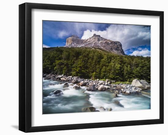 Los Cuernos Mountains and Rio Frances, Patagonia, Chile-Matthew Williams-Ellis-Framed Photographic Print