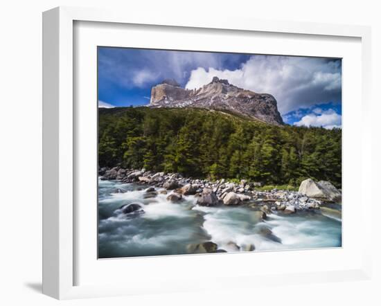 Los Cuernos Mountains and Rio Frances, Patagonia, Chile-Matthew Williams-Ellis-Framed Photographic Print