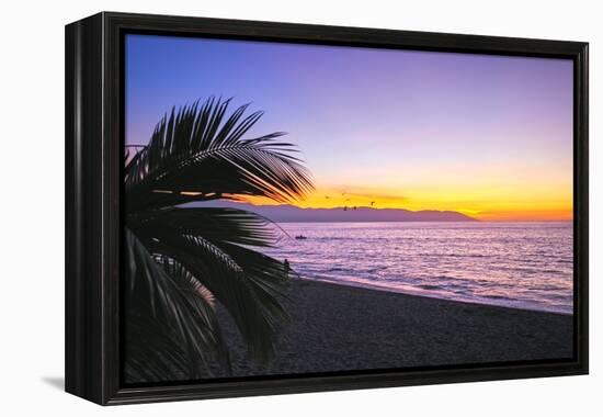 Los Muertos Beach Sunset, Puerto Vallarta, Mexico-George Oze-Framed Premier Image Canvas