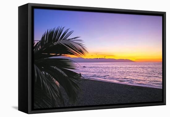 Los Muertos Beach Sunset, Puerto Vallarta, Mexico-George Oze-Framed Premier Image Canvas