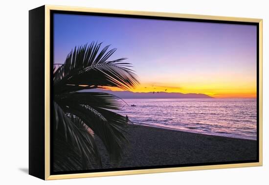 Los Muertos Beach Sunset, Puerto Vallarta, Mexico-George Oze-Framed Premier Image Canvas