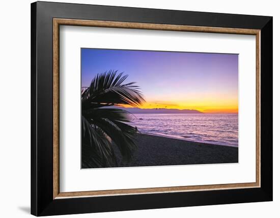 Los Muertos Beach Sunset, Puerto Vallarta, Mexico-George Oze-Framed Photographic Print