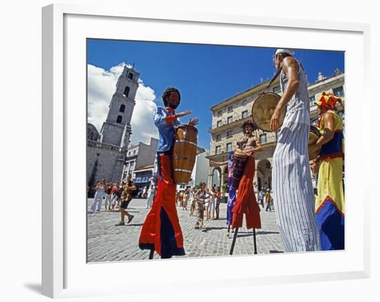 Los Zancudos, Stilt Dancers in Old Havana World Heritage Area, Cuba-Mark Hannaford-Framed Photographic Print