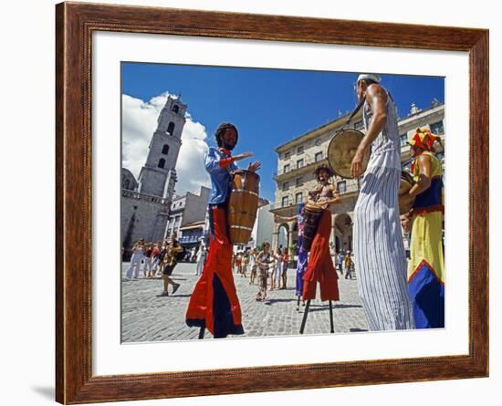 Los Zancudos, Stilt Dancers in Old Havana World Heritage Area, Cuba-Mark Hannaford-Framed Photographic Print