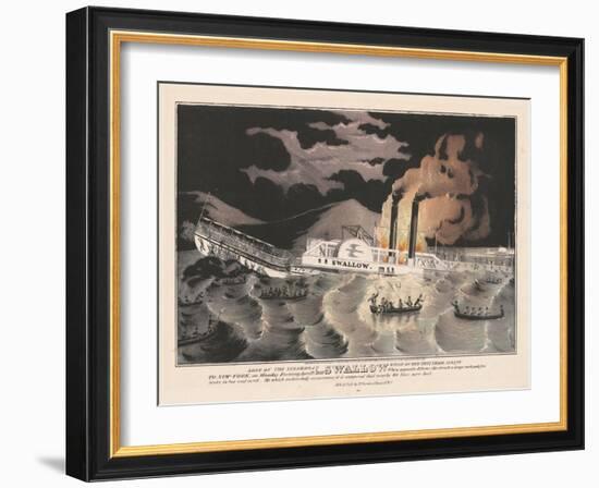 Loss of the Steamboat Swallow, While on her trip from Albany to New York, 1845-Nathaniel Currier-Framed Giclee Print