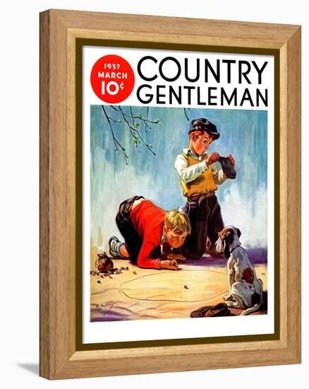 "Lost All His Marbles," Country Gentleman Cover, March 1, 1937-Henry Hintermeister-Framed Premier Image Canvas